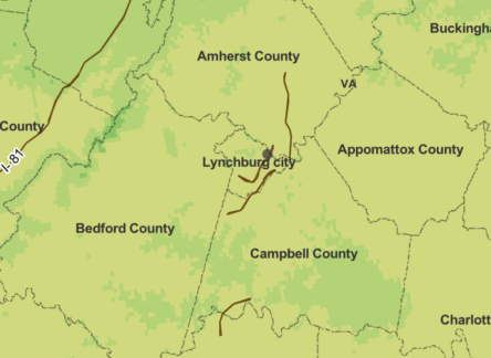 Central Virginia USDA Plant Hardiness Zone Map